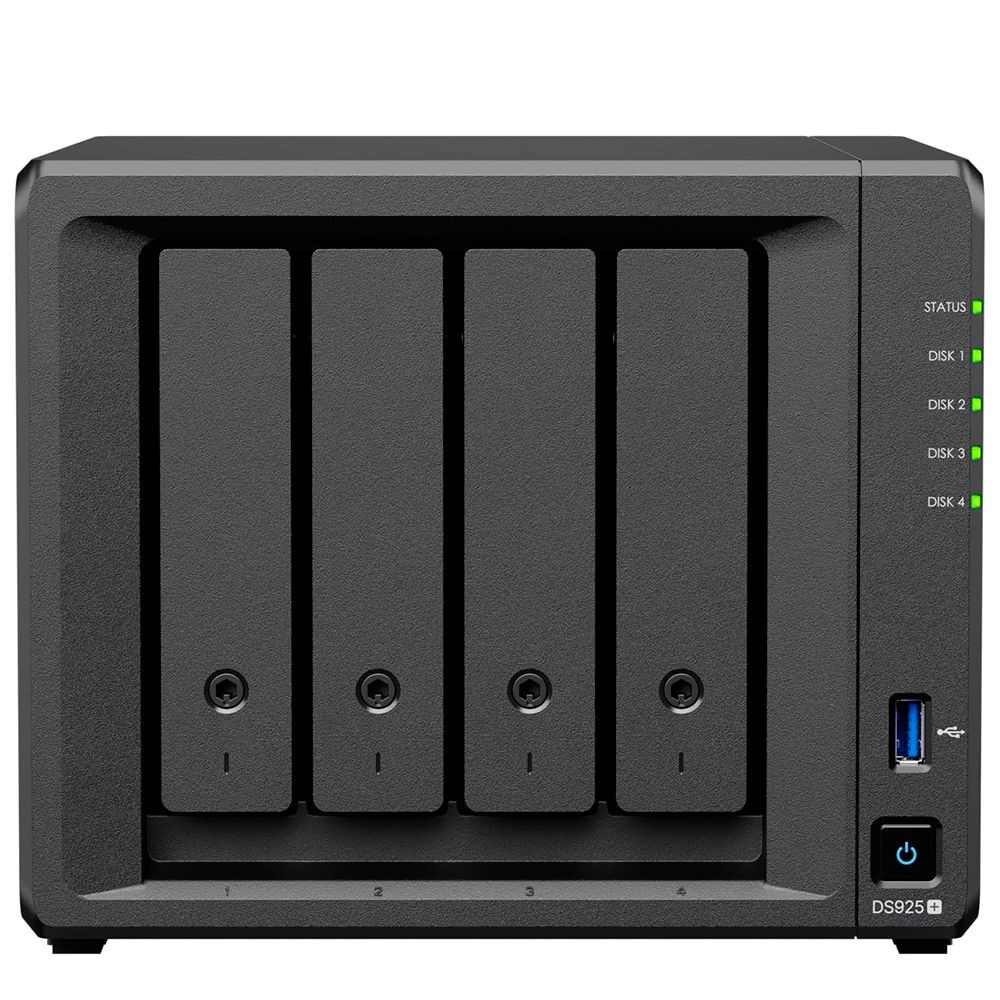 Servidor NAS Storage Synology DiskStation DS925+ AMD Ryzen V1500B 4 Baias USB 3.2 Gigabit LAN Escalável Backup Nuvem