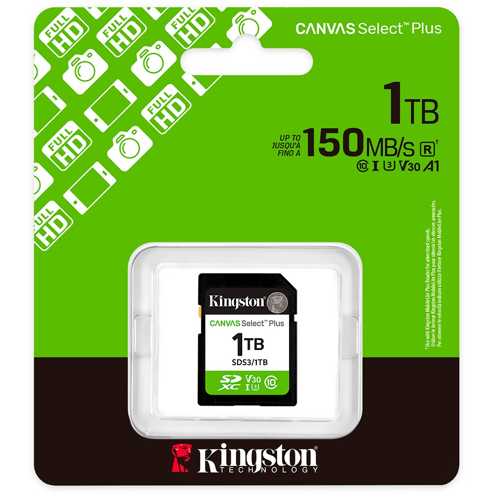 Cartão de Memória MicroSD 1TB Kingston Canvas Select Plus Classe 10 4K