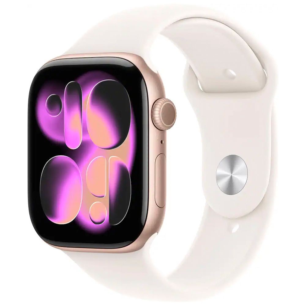 Smartwatch Apple Watch Series 11 MEV64LW/A 46mm GPS Alumínio Rose Gold Pulseira Sport Azul Claro Caixa S/M Retina