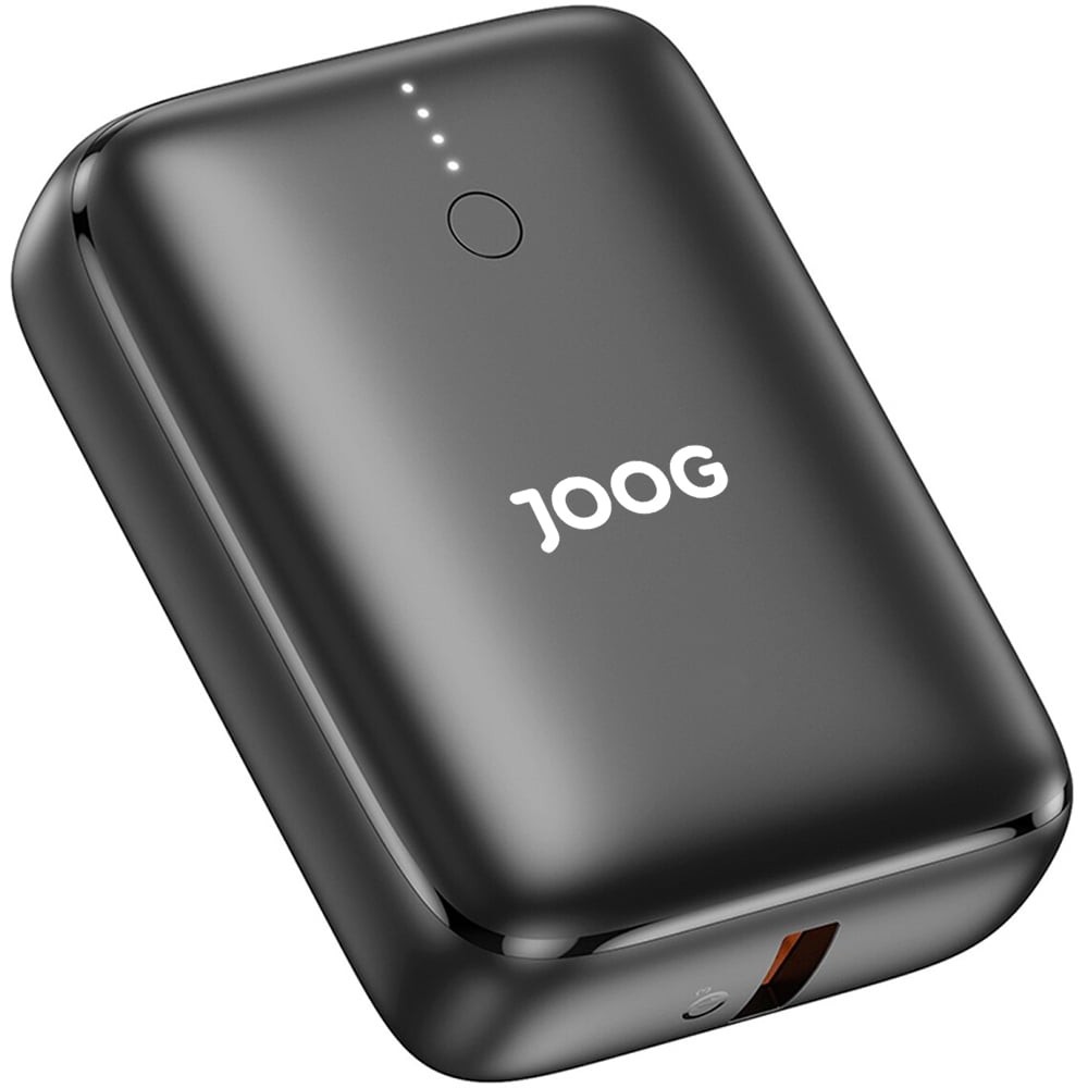 Carregador Portátil Joog MiniPowerBank PB20W10K 10.000mAh Power Bank USB-C PD 20W Carregamento Rápido Compacto Bateria Externa Celular Preto