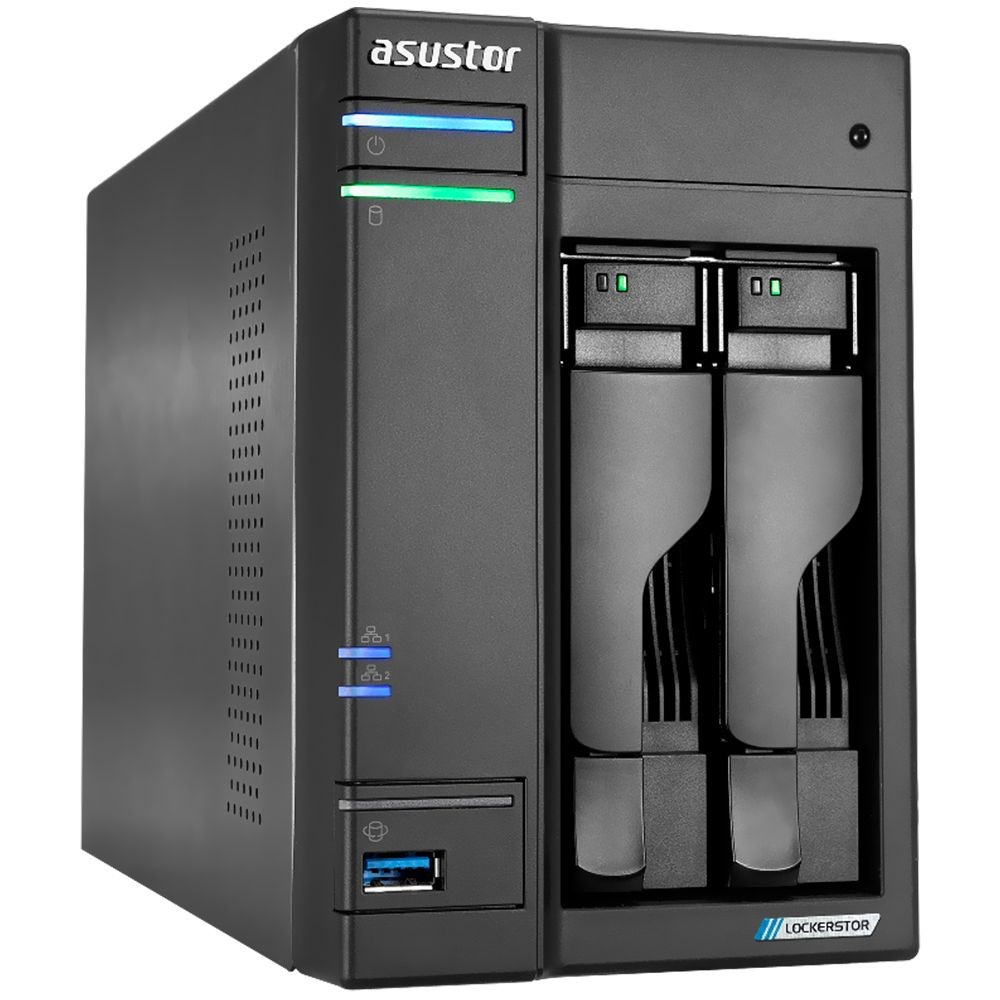 Servidor NAS Storage Asustor AS6702T V2 Lockerstor 2 Baias Intel Celeron 2.0GHz 4GB RAM 2.5GbE HDMI USB 3.2 Dual M.2 NVMe