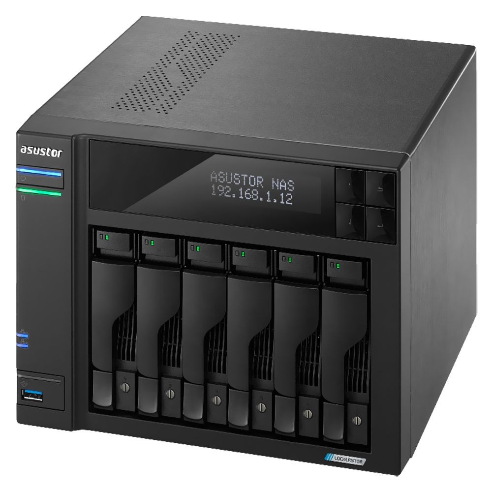 Servidor NAS Asustor AS6706T V2 Lockerstor 6 Intel Celeron 8GB RAM 6 Baias HDMI USB 3.2 2.5GbE Storage Cloud
