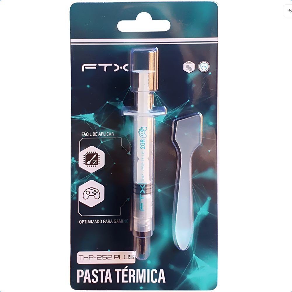 Pasta Térmica FTX THP-252 Plus Cinza 2g Condutiva Alta Performance Processador CPU GPU Placa de Vídeo Seringa