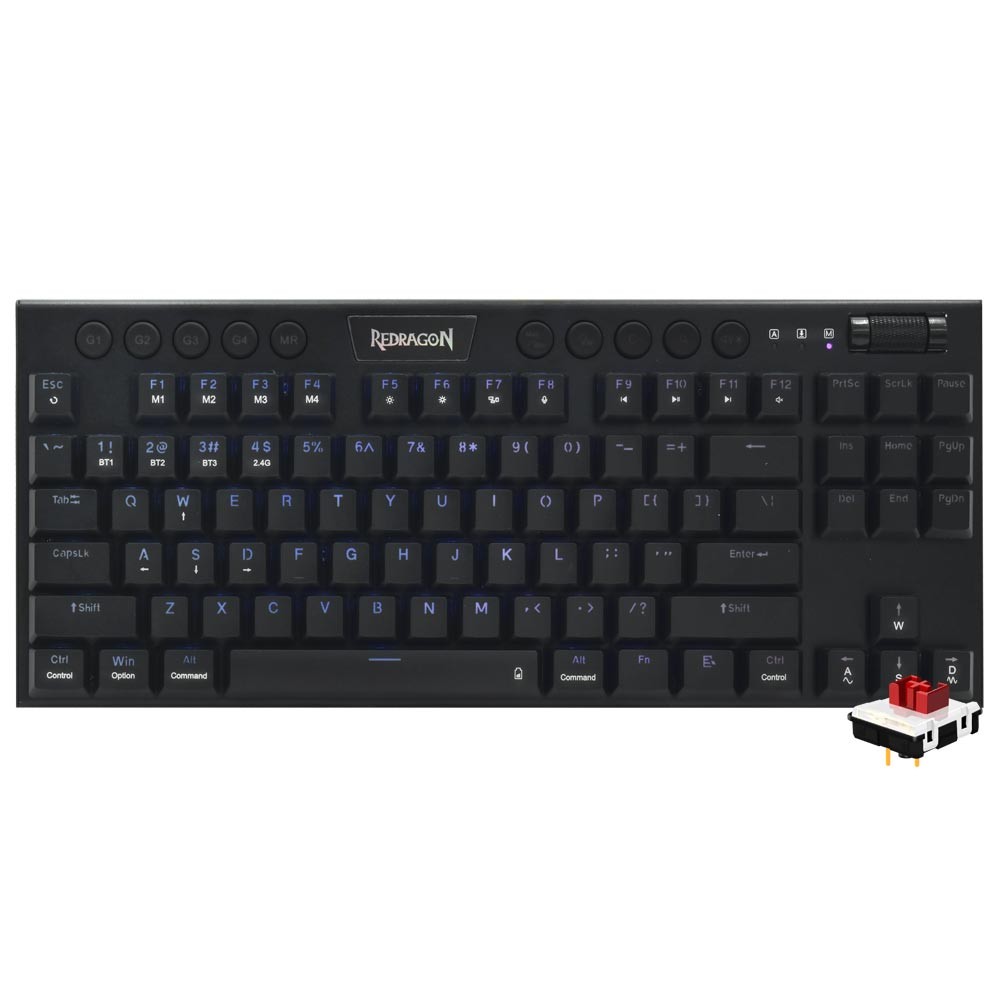 Teclado Mecânico Gamer Sem Fio Redragon TKL K621RGB-PRO Preto RGB