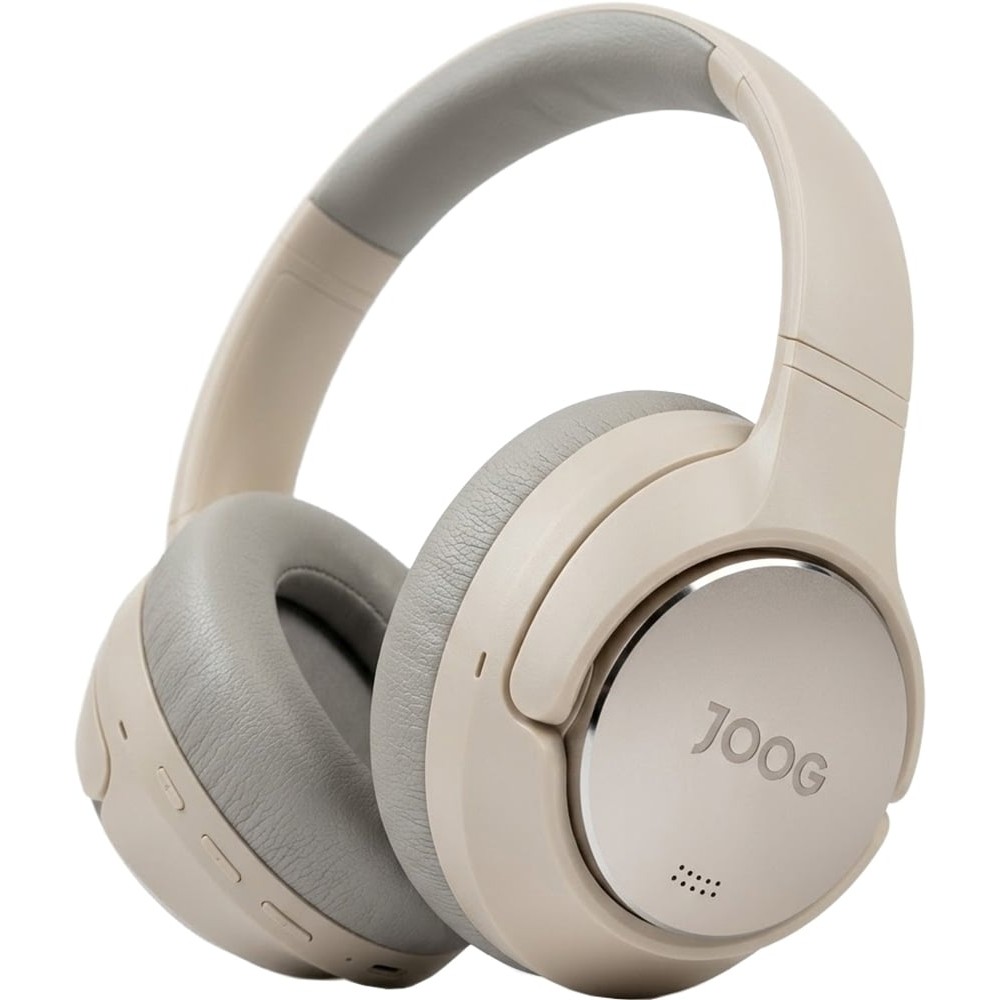 Fone de Ouvido Sem Fio Joog Poco Bluetooth 5.3 Cancelamento Ativo de Ruído ANC Modo Gamer Baixa Latência Microfone Integrado Bege