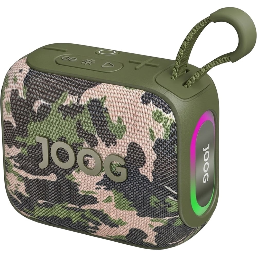 Caixa de Som Joog Pair S 10W Bluetooth 5.0 TWS IPX6 Portátil À Prova D'água Camuflado Certificado Anatel Som Estéreo Alta Fidelidade
