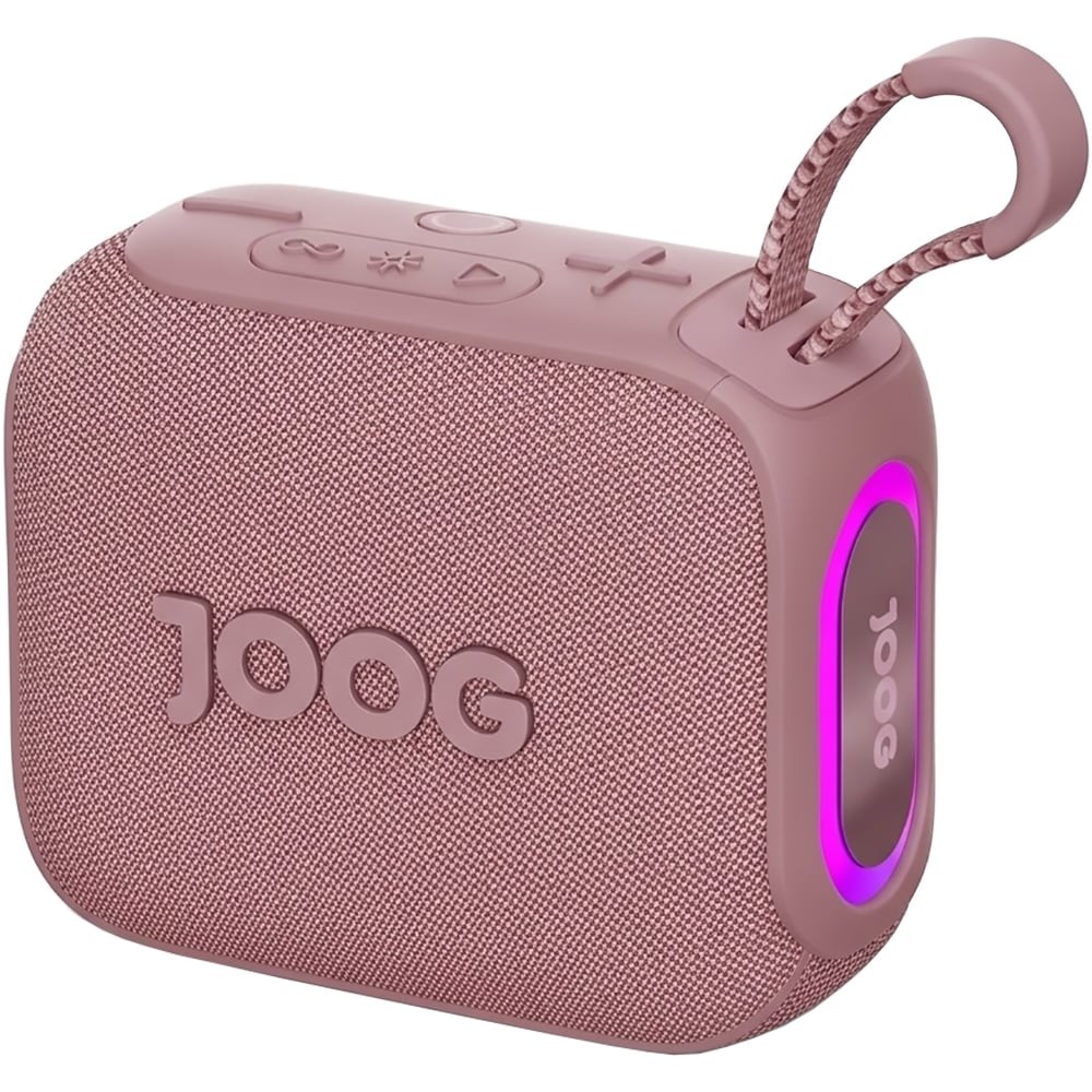 Caixa de Som Joog Pair S 10W Bluetooth 5.0 TWS IPX6 À Prova D'água Portátil Rosa Homologado Anatel Som Estéreo Alta Fidelidade