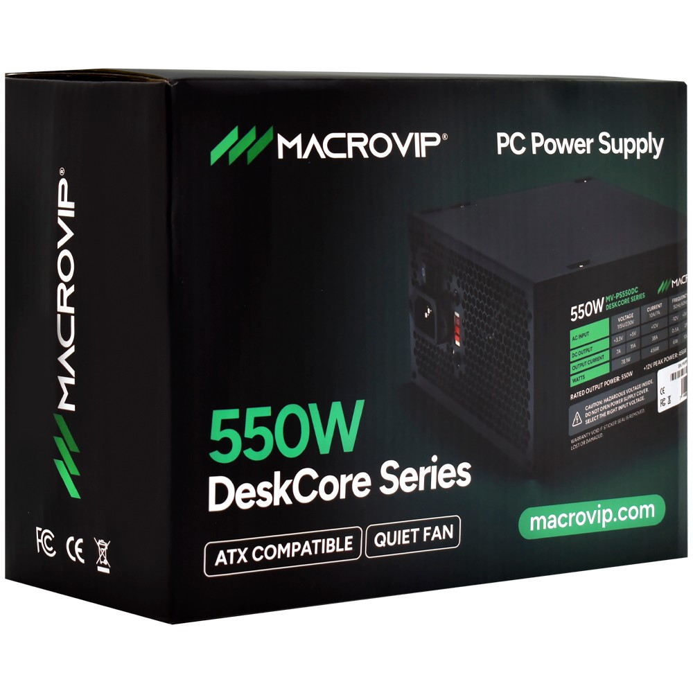 Fonte PC Gamer 550W Macrovip MV-PS550DC ATX Bivolt Silenciosa 120mm