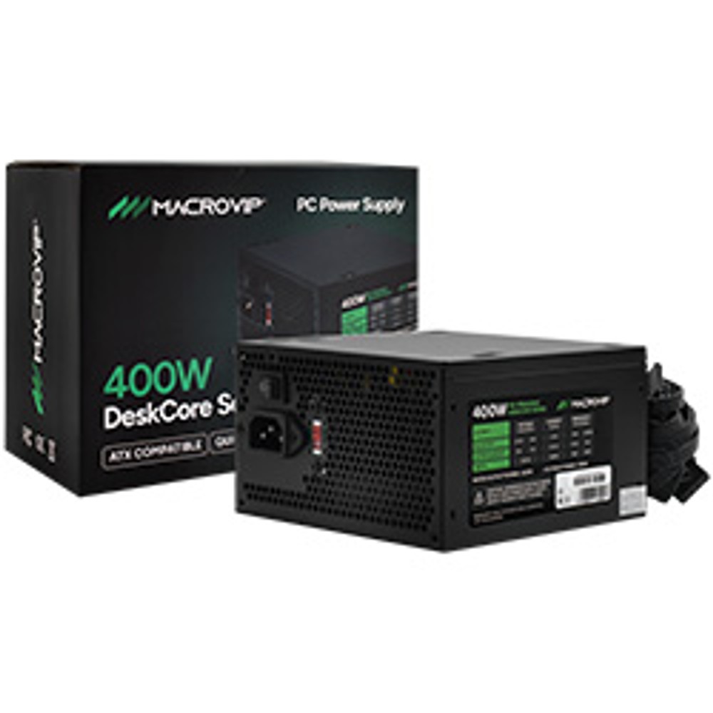 Fonte de Alimentação PC Macrovip 400W ATX Bivolt com Cabo Preto