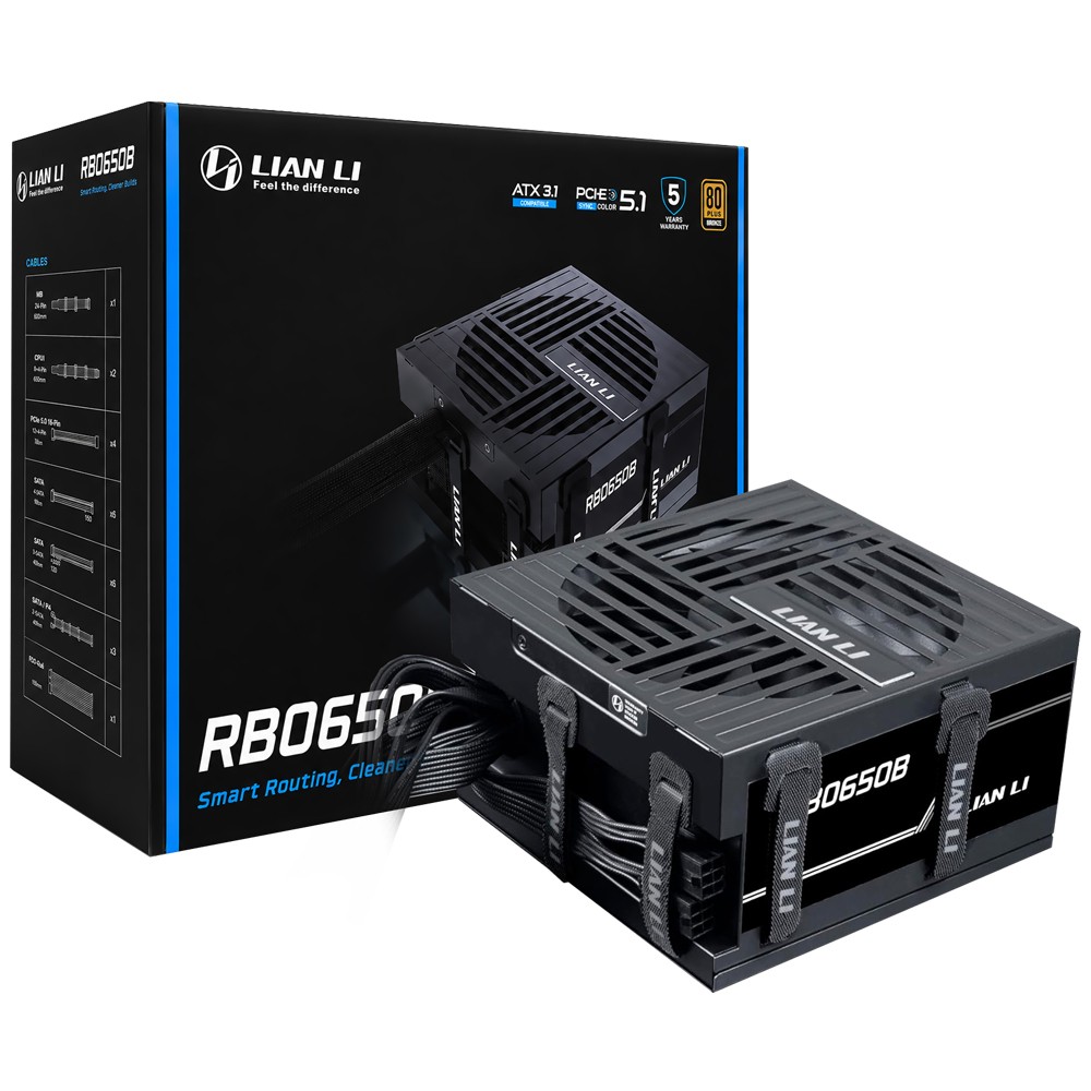 Fonte para PC Lian Li 650W ATX 3.1 80 Plus Bronze Não Modular RB0650B