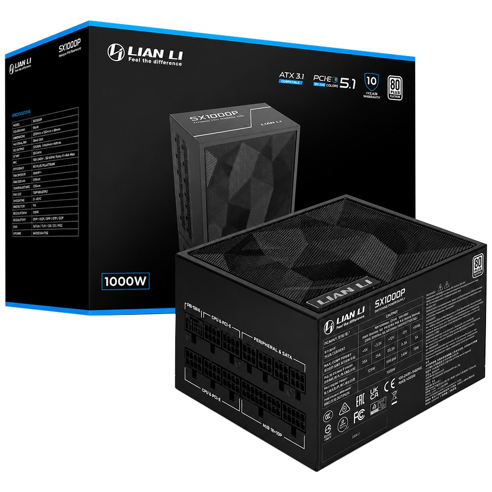 Fonte 1000W Lian Li SX1000P SFX-L Modular 80 Plus Platinum PCIe 5.0
