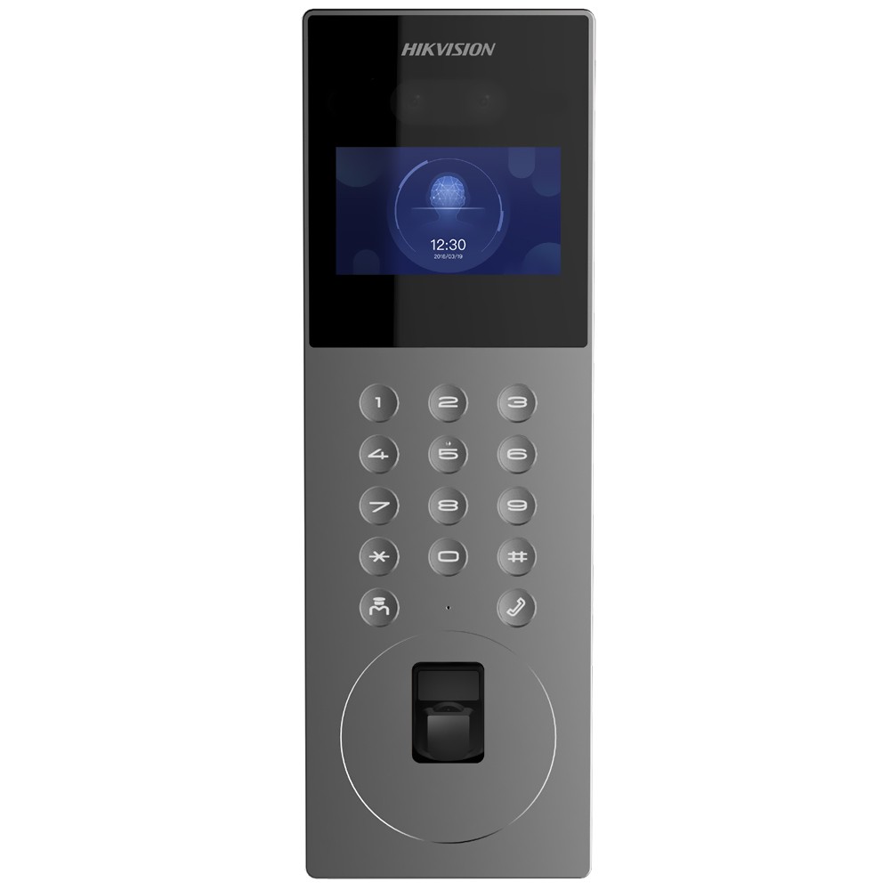 Vídeo Porteiro Hikvision DS-KD9203-FE6 Reconhecimento Facial Inteligente - Cinza