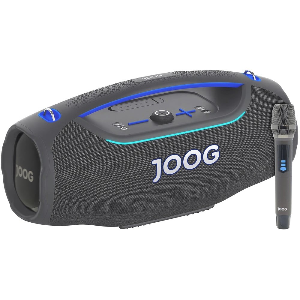 Caixa de Som Joog Pair Ultra 450W Bluetooth 5.3 TWS Auracast IPX5 Microfone Sem Fio Incluso Som Potente Portátil Cinza