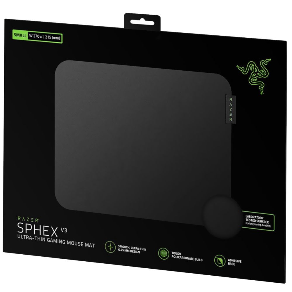 Mousepad Gamer Razer Sphex V3 Small RZ02-03820100-R3U1 Ultrafino 0.4mm Superfície Rígida Antiderrapante Preto