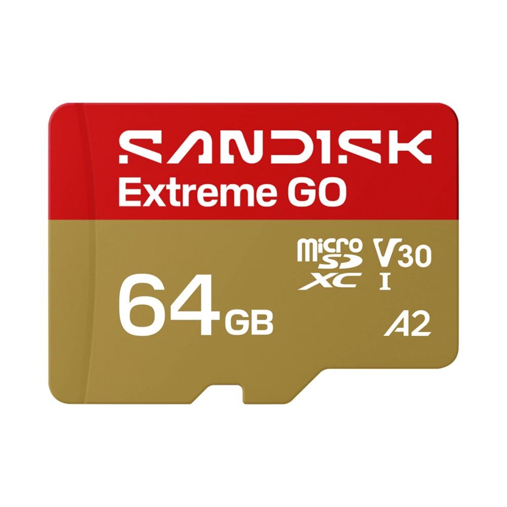 Cartão de Memória Micro SD SanDisk Extreme Go 64GB V30 A2 4K UHD SDSQXGN-064G-GN6MN Classe 10 Leitura 200MB/s Com Adaptador SD