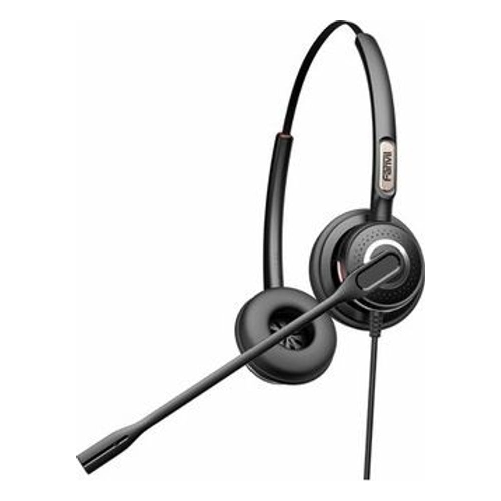 Fone de Ouvido Headset Fanvil HT202 Binaural Com Microfone Cancelamento de Ruído Call Center Telemarketing RJ9 Preto