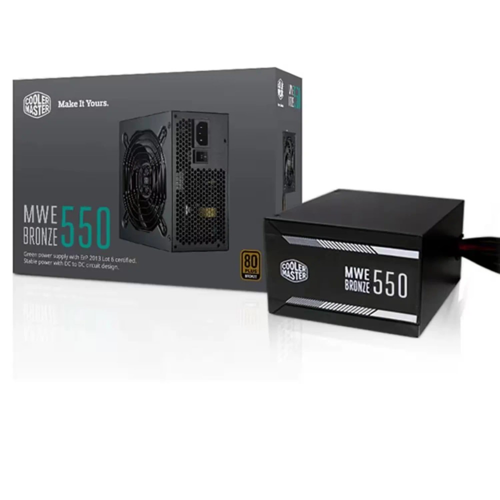 Fonte Cooler Master MWE 550 MPE-5501-ACAAB-US ATX 550W 80 Plus Bronze PFC Ativo Bivolt - Preto