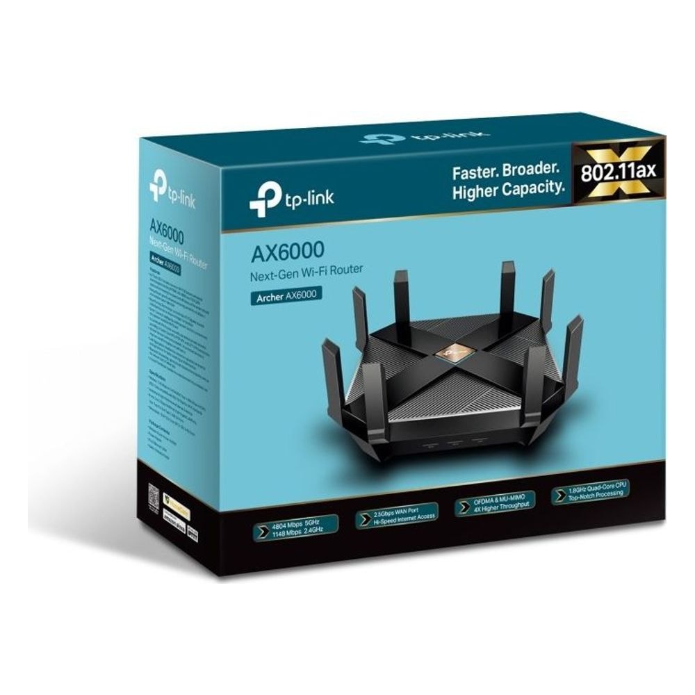 Roteador Wi-Fi 6 TP-Link Archer AX6000 Dual Band 6000Mbps MU-MIMO Gigabit 8 Portas LAN Beamforming