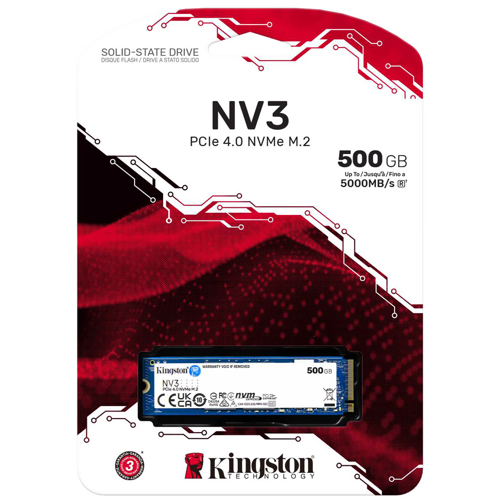 SSD Kingston M.2 500GB NV3 NVMe - Snv3s/500g
