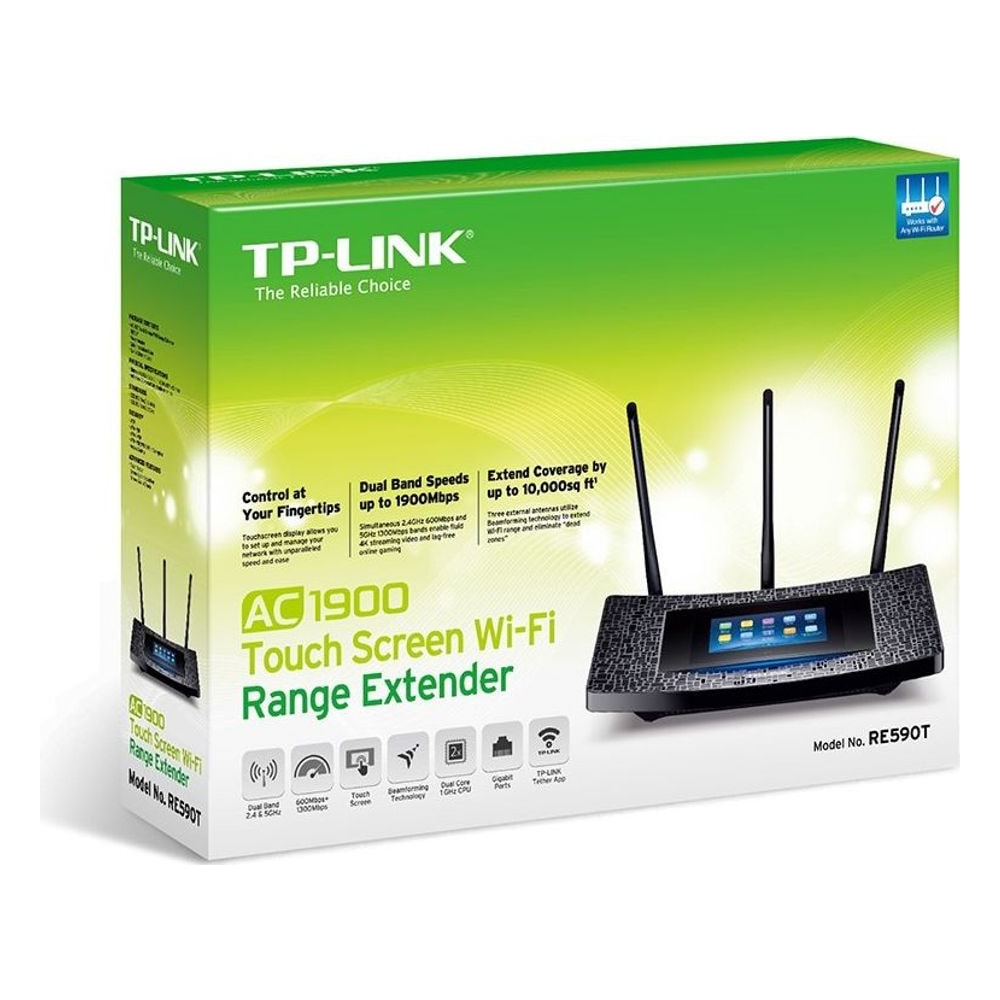 Roteador Wi-Fi AC TP-Link RE590T Touch AC1900 Dual Band 1900Mbps MU-MIMO Touchscreen Repetidor de Sinal