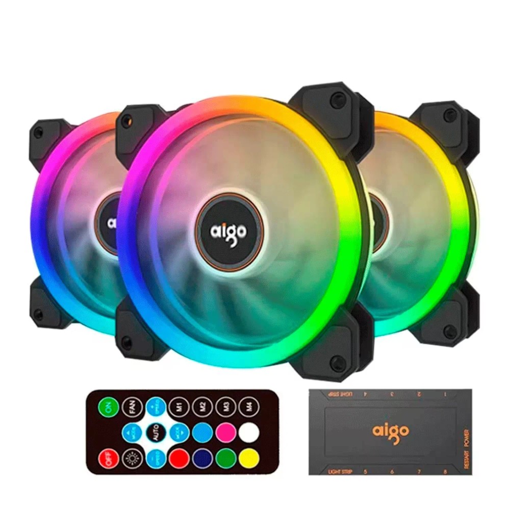 Cooler Fan para Gabinete Aigo darkFlash DR12 RGB 3 em 1 - Preto