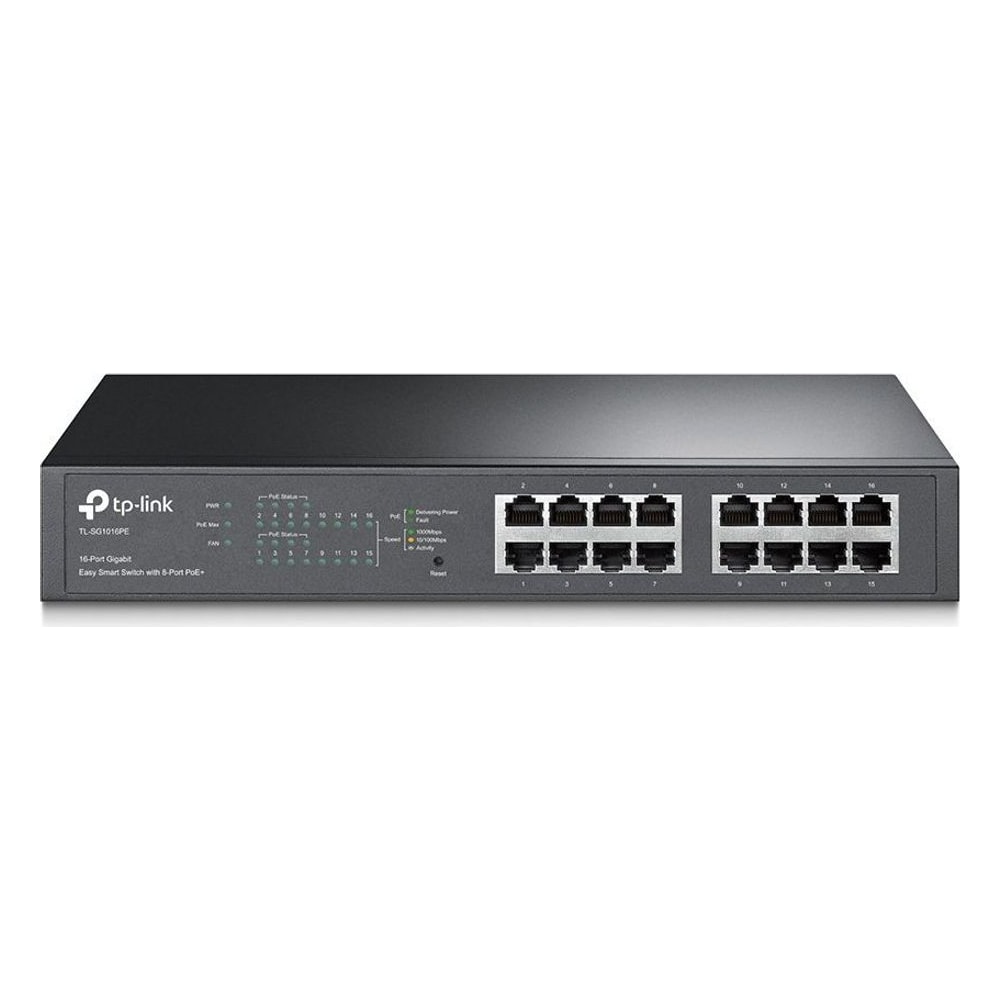 Switch TP-Link TL-SG1016PE 16 Portas 10/100/1000 8 Portas PoE+ Gerenciável Rack 19" Ideal para Redes Empresariais