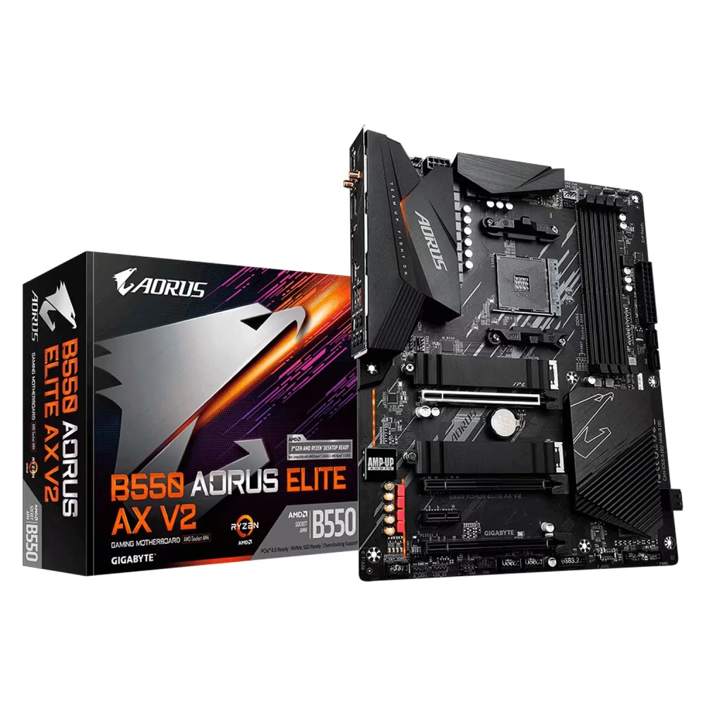 Placa Mãe ATX Gigabyte B550 Aorus Elite AX V2 Socket AM4 DDR4 Wi-Fi