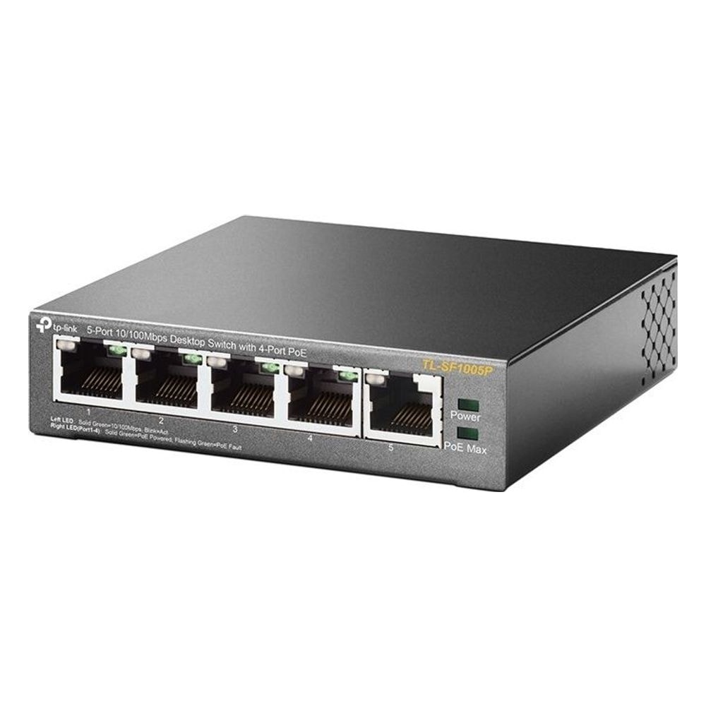Switch TP-Link TL-SF1005P 5 Portas 10/100Mbps 4 Portas PoE 802.3af Desktop Rede Ethernet Ideal para Câmeras Segurança