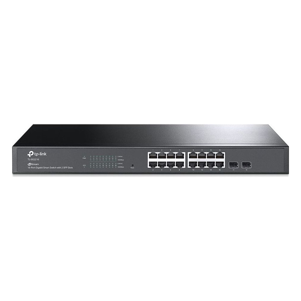 Switch TP-Link TL-SG2218 Gigabit 16 Portas RJ45 2 Slots SFP Gerenciável Rack 19" Ideal Rede Empresarial