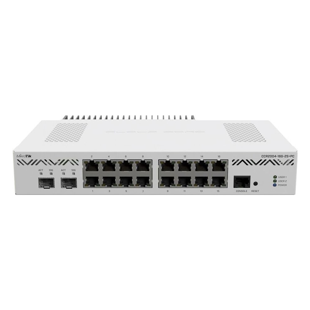 Roteador Mikrotik Cloud Core Router CCR2004-16G-2S+PC 16 Portas Gigabit 2 Portas SFP+ 10G Rackmount Profissional