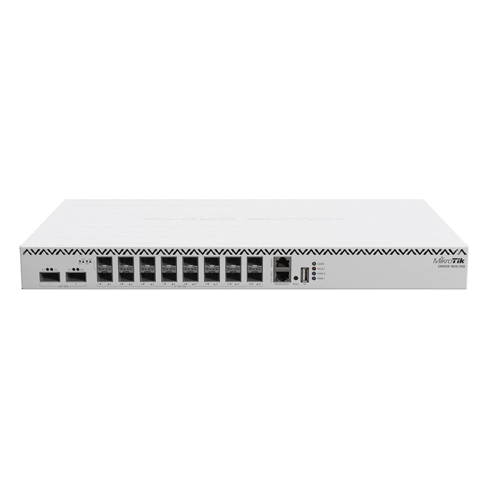 Switch Gerenciável MikroTik Cloud Router Switch CRS518-16XS-2XQ-RM 2 Portas 100G QSFP28 16 Portas 25G SFP28 Rackmount Data Center