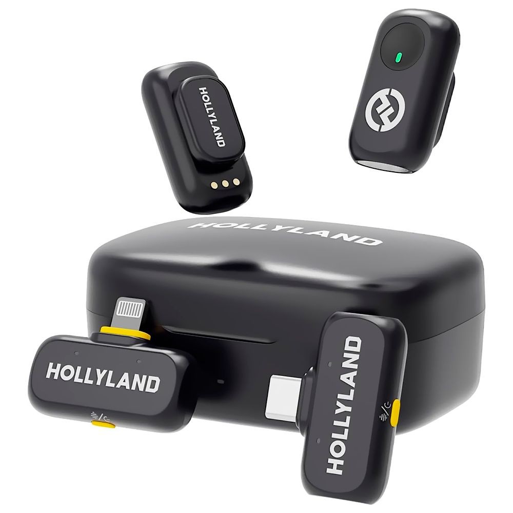 Microfone Sem Fio Hollyland Lark A1 Lavalier Combo Wireless Lightning USB-C Charcoal Alta Qualidade Áudio Profissional