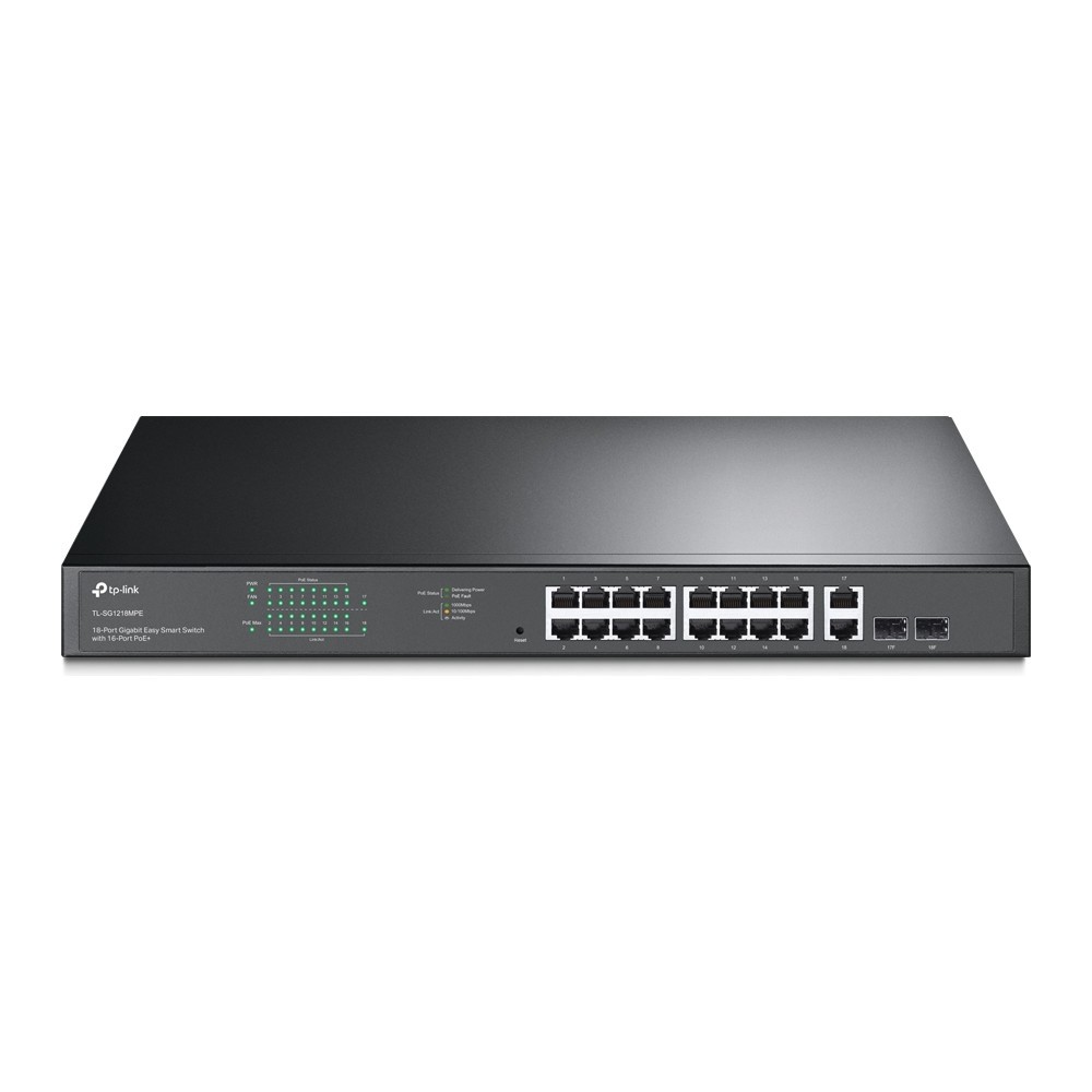 Switch TP-Link TL-SG1218MPE 18 Portas RJ45 10/100/1000 16 PoE+ 150W Gerenciável Rack 19" Ideal Rede Empresarial