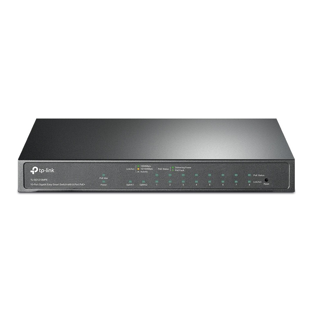 Switch TP-Link TL-SG1210MPE 10 Portas 8 Gigabit PoE+ 1 SFP Gerenciável 802.3af/at 150W Rack 19