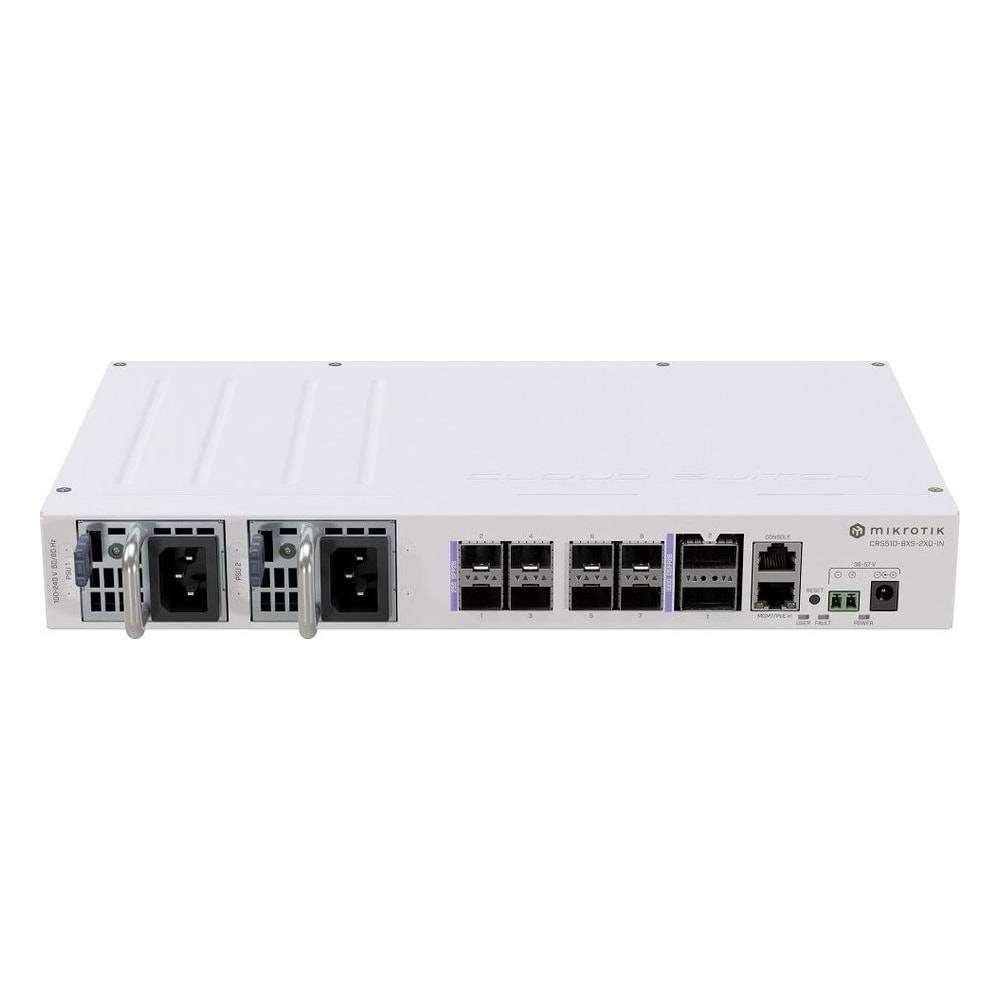 Switch Gerenciavel MikroTik Cloud Router Switch CRS510-8XS-2XQ-IN 2x 100G 8x 25G SFP28 QSFP28 Gigabit Ethernet Profissional Data Center