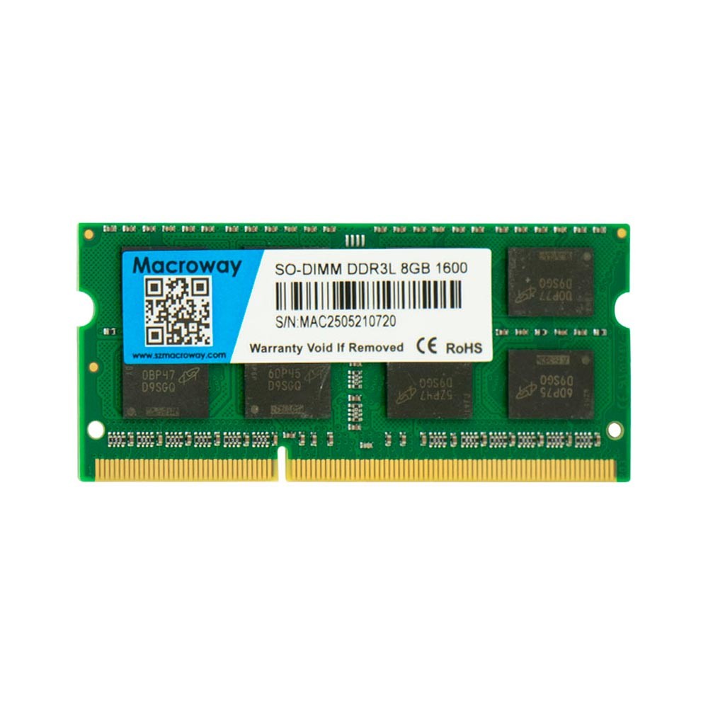 Memória RAM Macroway 8GB DDR3L 1600MHz SO-DIMM Notebook PC Laptop SODIMM 1.35V Upgrade Alta Performance Memória DDR3 8GB 1600 MHz