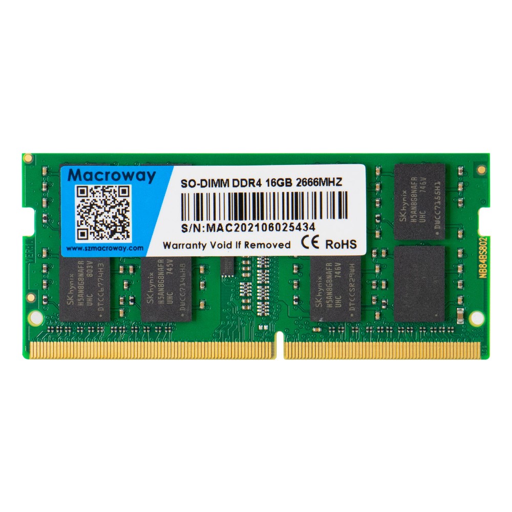 Memória RAM Notebook Macroway 16GB DDR4 2666MHz SO-DIMM CL19 1.2V Memória SODIMM Upgrade Alta Performance Para Laptop Desktop Compacto