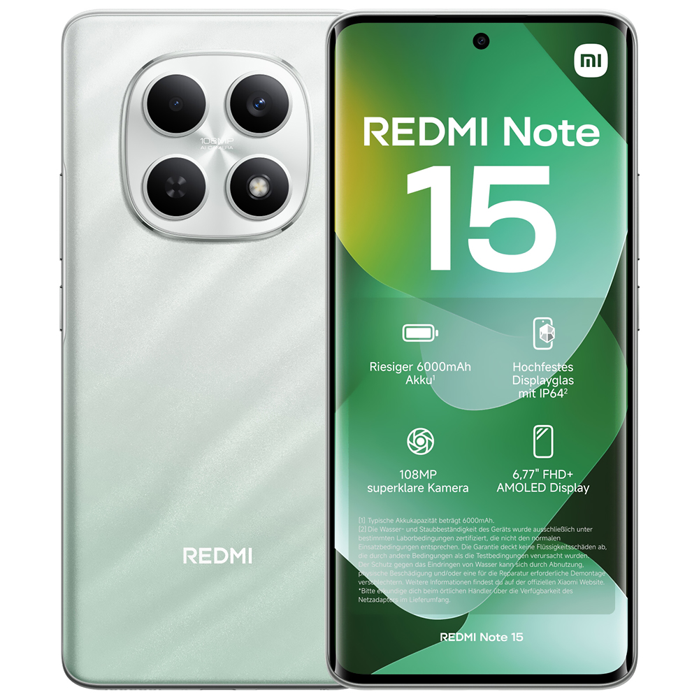 Smartphone Xiaomi Redmi Note 15 8GB RAM 256GB Tela 6.77 Verde
