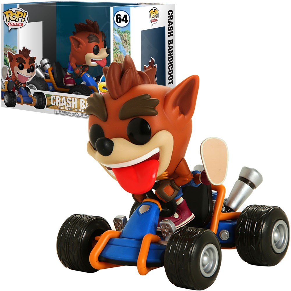 Boneco Funko Pop Rides Crash Team Racing Crash Bandicoot 64 Colecionável Vinil Original