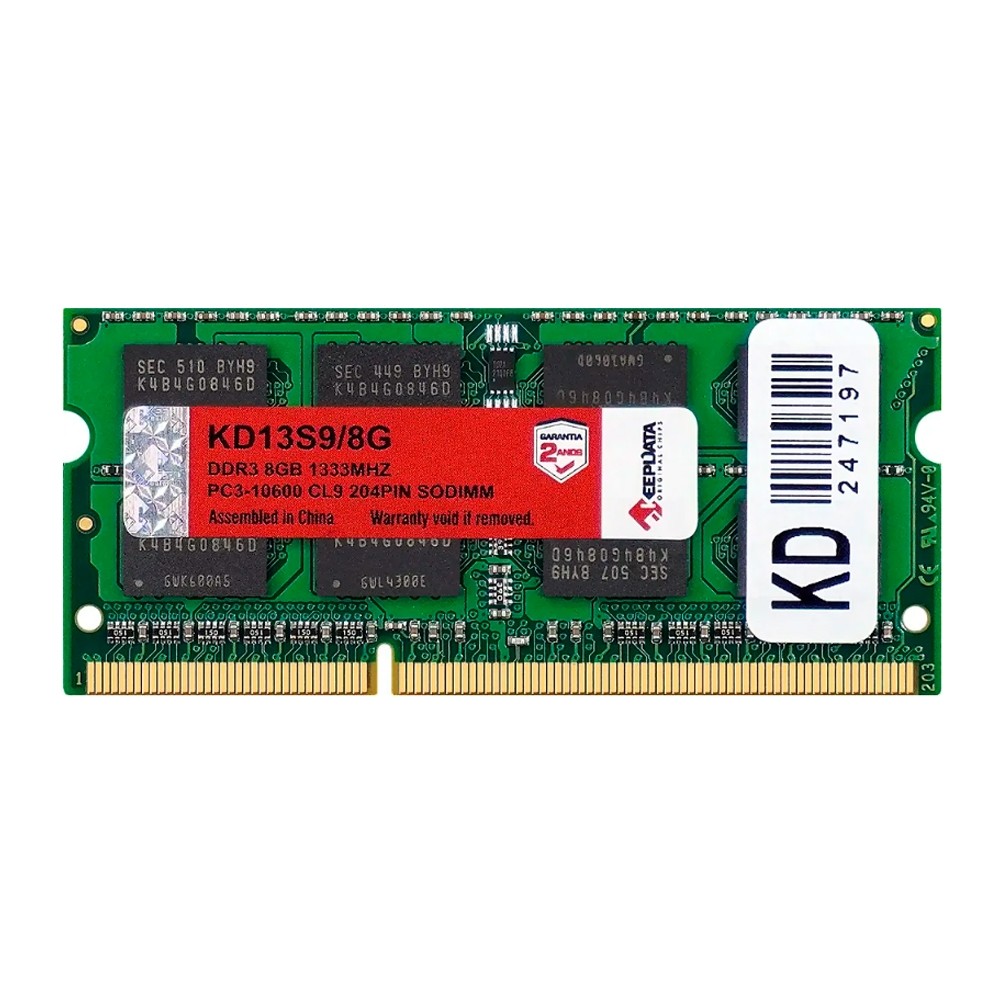 Memória RAM Notebook KeepData KD13S9/8G 8GB DDR3 1333MHz SODIMM PC3-10600 CL9 1.5V Upgrade Alta Performance Para Laptop