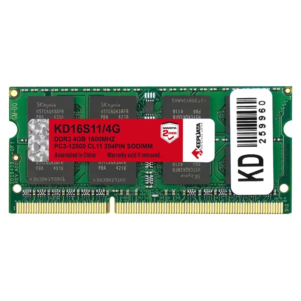 Memória RAM Keepdata 4GB DDR3 1600MT/s para Notebook - KD16S11/4G