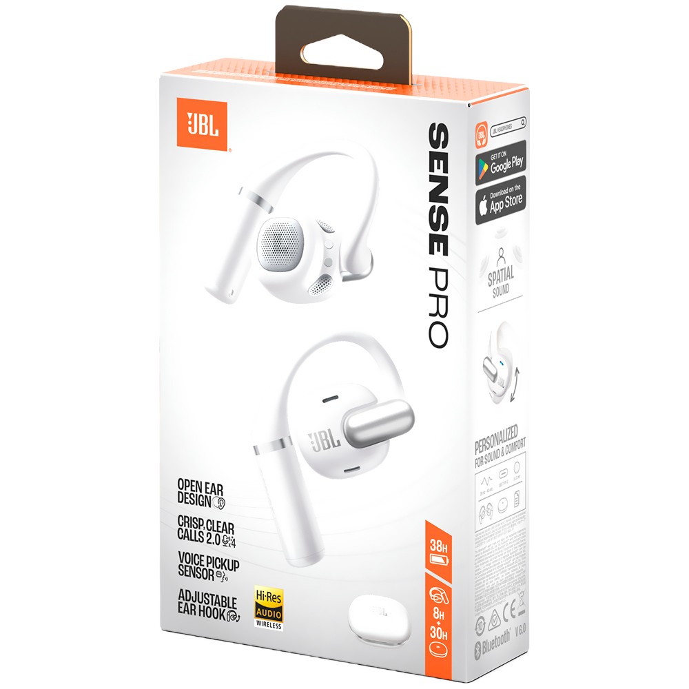 Fone de Ouvido Sem Fio JBL Sense Pro Open-Ear TWS Bluetooth 5.3 Estéreo Confortável Leve Branco