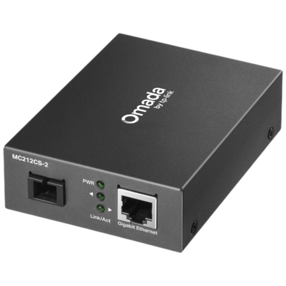 Mídia Conversora TP-Link MC212CS-2 Omada Gigabit WDM 2KM 1000Mbps Fibra Óptica 1310nm Compacta