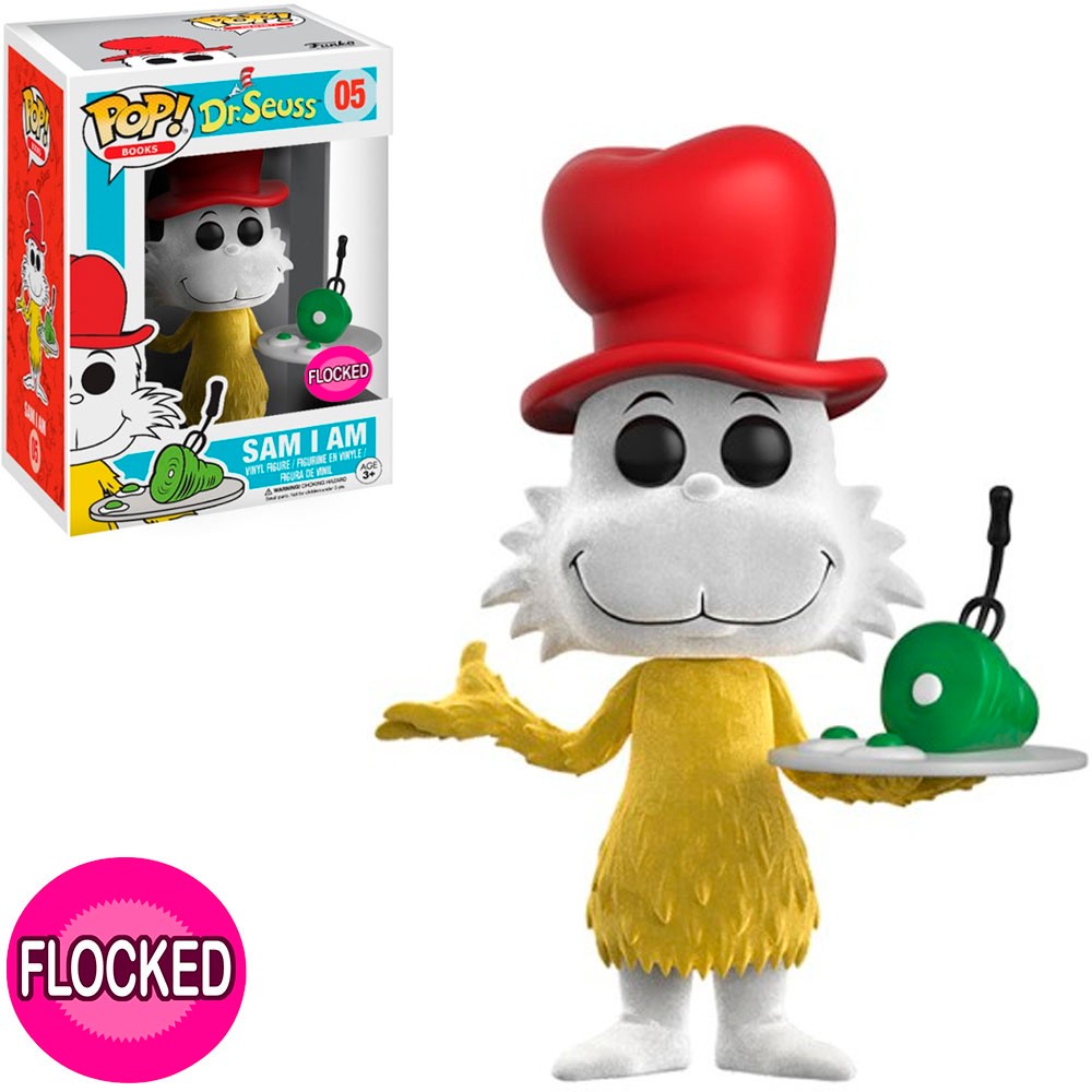 Boneco Funko Pop Dr. Seuss Sam I Am Flocked Exclusivo 05 Colecionável Vinil
