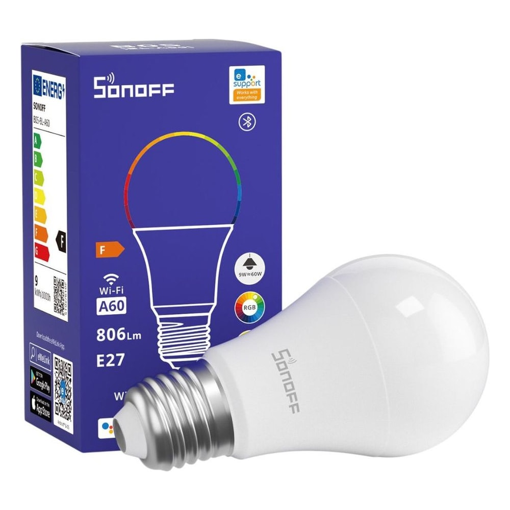 Lâmpada LED Smart Wi-Fi Sonoff B05-BL-A60 RGBCW 9W 220V Controle por App Alexa Google Home Multicolor 16M Cores
