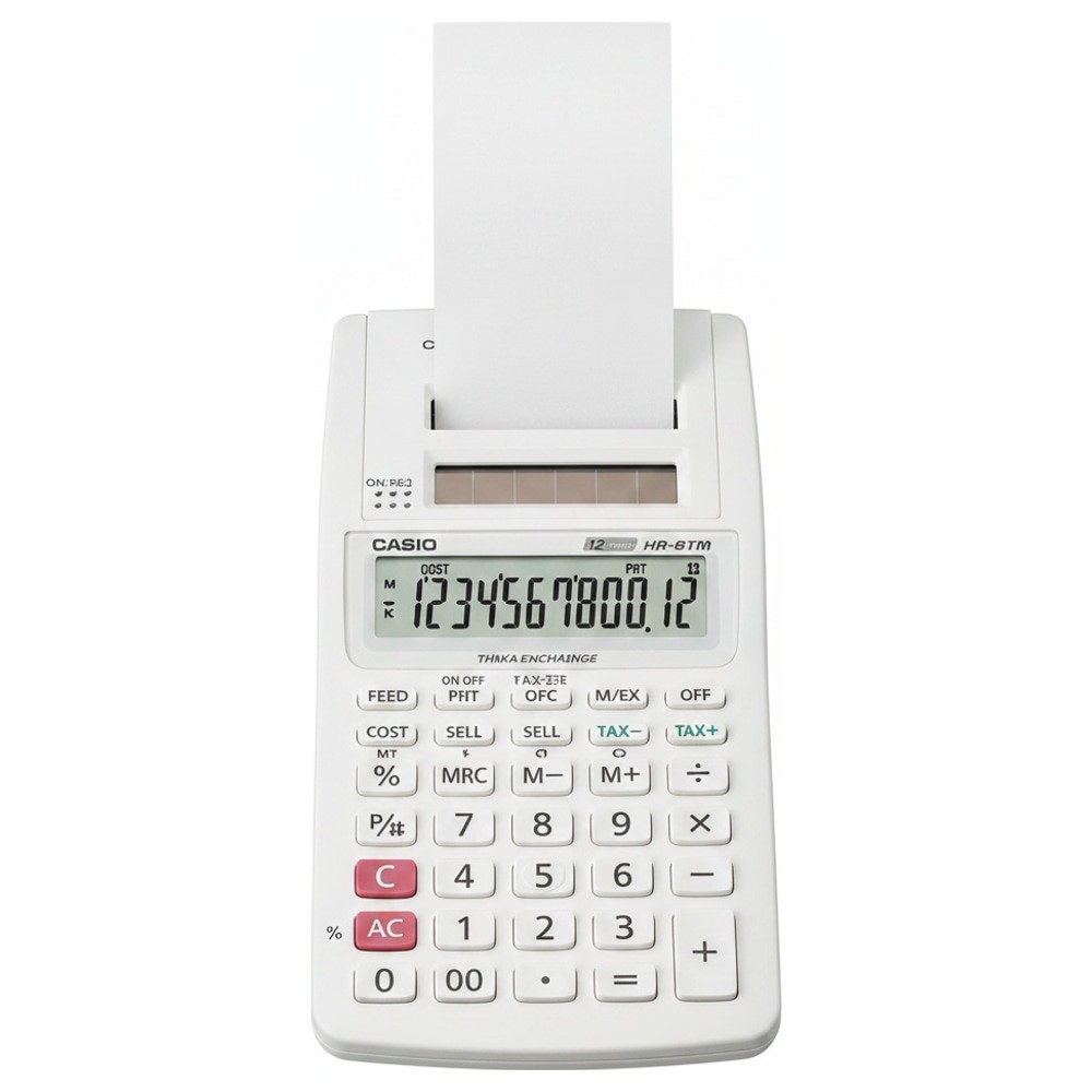 Calculadora Casio HR-8RC Impressão 12 Dígitos Color Branco