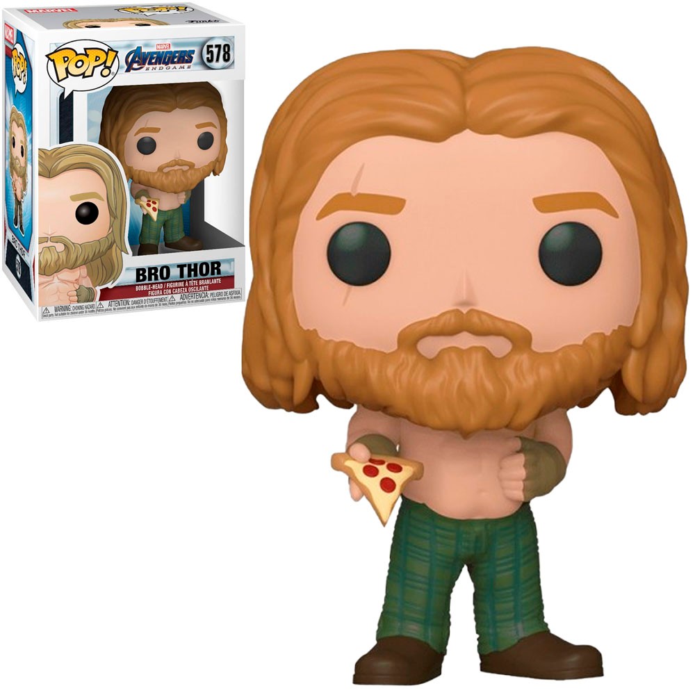 Boneco Funko Pop Marvel Avengers Endgame Bro Thor With Pizza 578 Colecionável Vinil Original