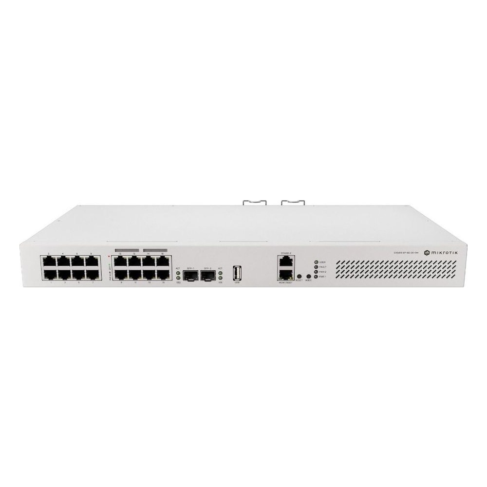 Switch Gerenciavel Mikrotik Cloud Router Switch CRS418-8P-8G-2S+RM L5 16 Portas Gigabit PoE+ 2x SFP+ 10G Rack 1U RouterOS L5