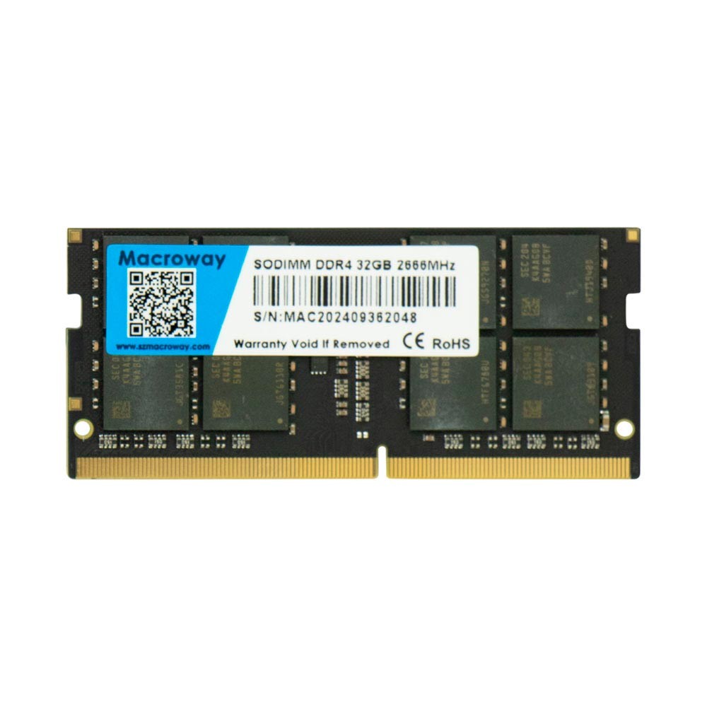 Memória RAM Macroway 32GB DDR4 2666MHz SO-DIMM Notebook PC4-21300 CL19 1.2V Módulo de Memória SODIMM Upgrade Alta Performance Laptop