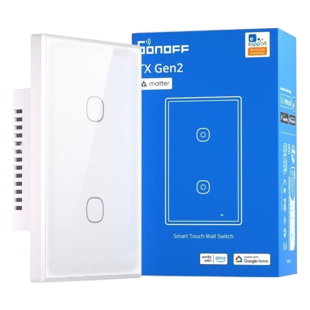 Interruptor Inteligente Sonoff T6 com 2 Botões Wi-Fi Controle Remoto
